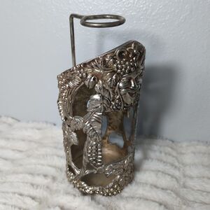 Vintage Godinger Silver Plate Wine Bottle Carrier with Bacchus/Grape‎ Motif